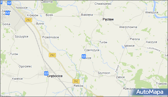 mapa Czerńczyce gmina Grębocice, Czerńczyce gmina Grębocice na mapie Targeo