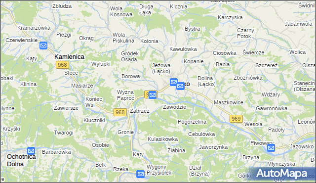 mapa Czerniec gmina Łącko, Czerniec gmina Łącko na mapie Targeo