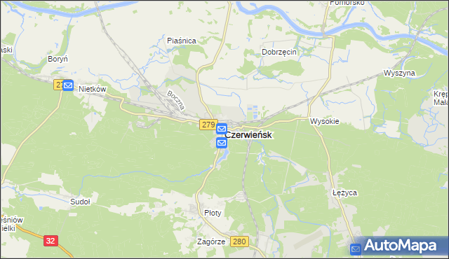 mapa Czerwieńsk, Czerwieńsk na mapie Targeo