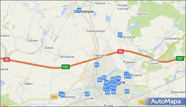 mapa Dąbrowa gmina Oleśnica, Dąbrowa gmina Oleśnica na mapie Targeo
