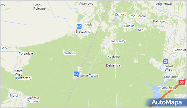mapa Dalekie gmina Brańszczyk, Dalekie gmina Brańszczyk na mapie Targeo