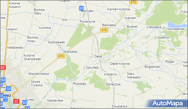mapa Dębe gmina Żelazków, Dębe gmina Żelazków na mapie Targeo