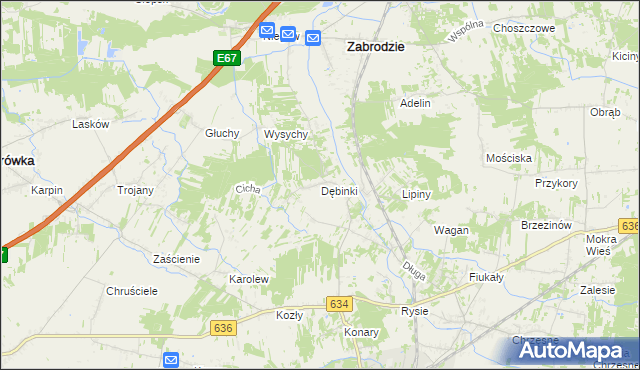 mapa Dębinki gmina Zabrodzie, Dębinki gmina Zabrodzie na mapie Targeo