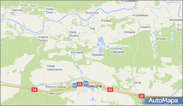 mapa Dębówko gmina Przytoczna, Dębówko gmina Przytoczna na mapie Targeo
