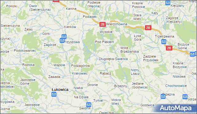 mapa Długołęka-Świerkla, Długołęka-Świerkla na mapie Targeo