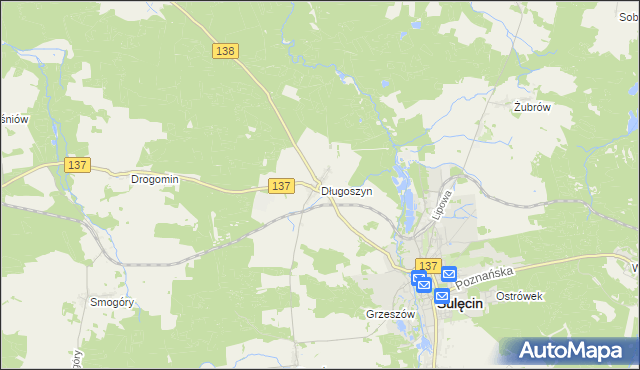 mapa Długoszyn, Długoszyn na mapie Targeo