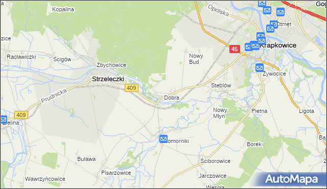 mapa Dobra gmina Strzeleczki, Dobra gmina Strzeleczki na mapie Targeo