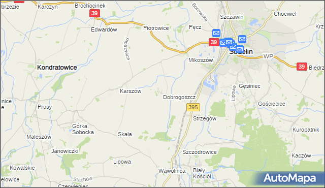 mapa Dobrogoszcz gmina Strzelin, Dobrogoszcz gmina Strzelin na mapie Targeo