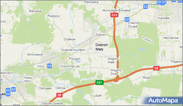 mapa Dobroń Duży, Dobroń Duży na mapie Targeo