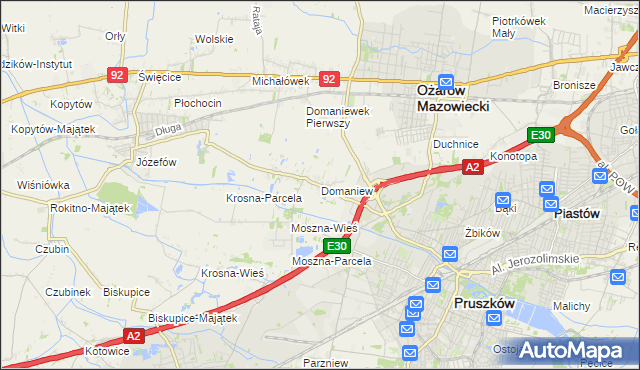 mapa Domaniew gmina Brwinów, Domaniew gmina Brwinów na mapie Targeo
