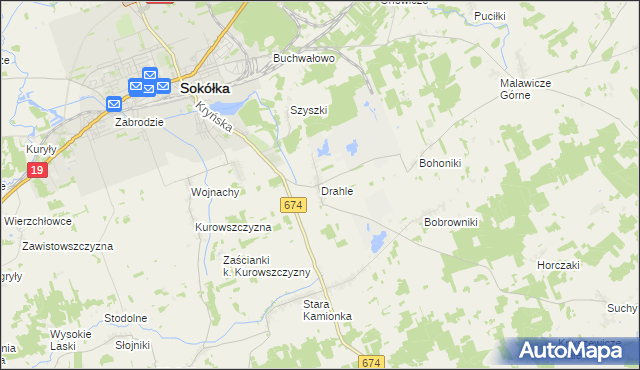 mapa Drahle, Drahle na mapie Targeo