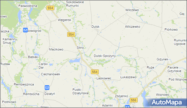 mapa Dulsk-Spiczyny, Dulsk-Spiczyny na mapie Targeo