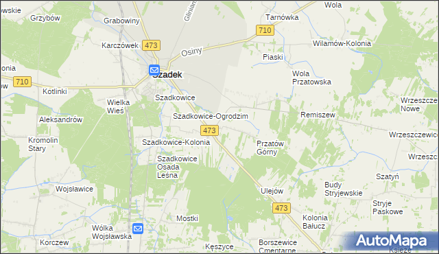 mapa Dziadkowice gmina Szadek, Dziadkowice gmina Szadek na mapie Targeo