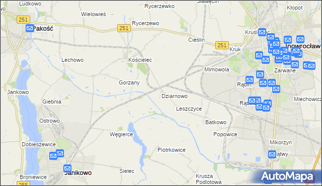 mapa Dziarnowo gmina Pakość, Dziarnowo gmina Pakość na mapie Targeo