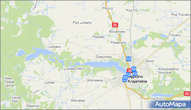 mapa Dziechowo, Dziechowo na mapie Targeo