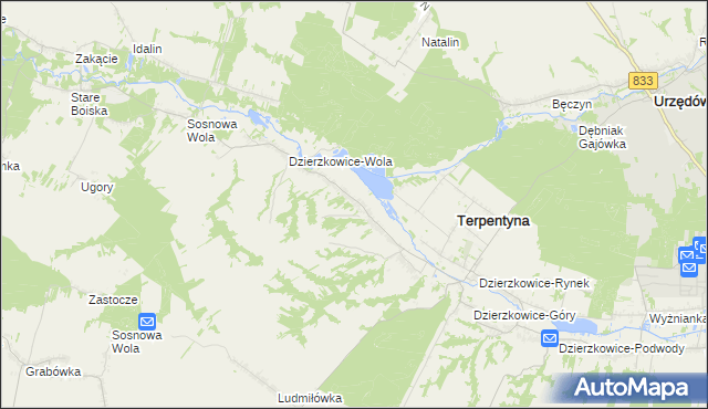 mapa Dzierzkowice-Zastawie, Dzierzkowice-Zastawie na mapie Targeo