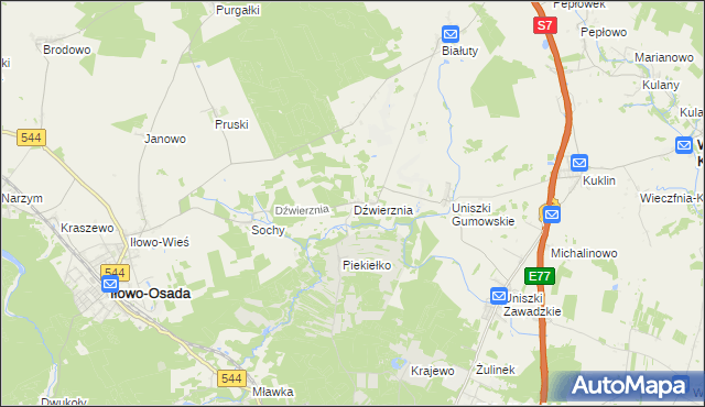 mapa Dźwierznia, Dźwierznia na mapie Targeo