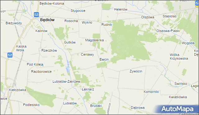 mapa Ewcin, Ewcin na mapie Targeo