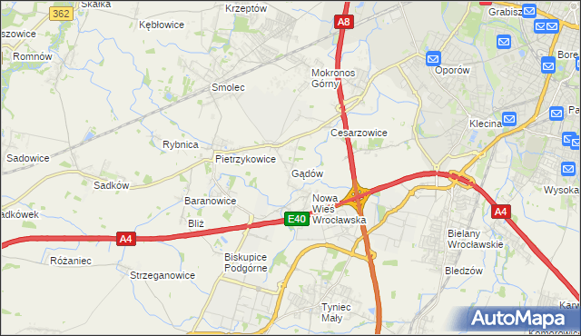 mapa Gądów, Gądów na mapie Targeo
