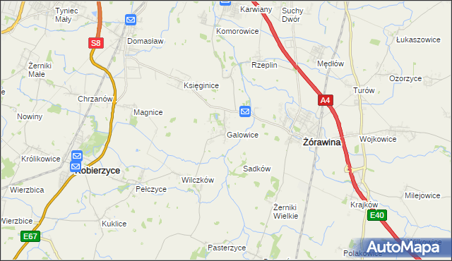 mapa Galowice, Galowice na mapie Targeo