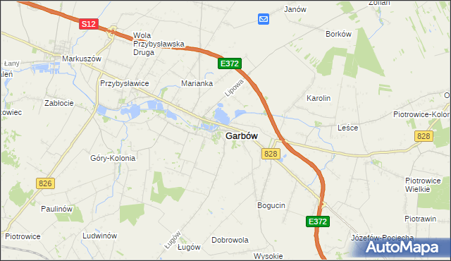 mapa Garbów powiat lubelski, Garbów powiat lubelski na mapie Targeo