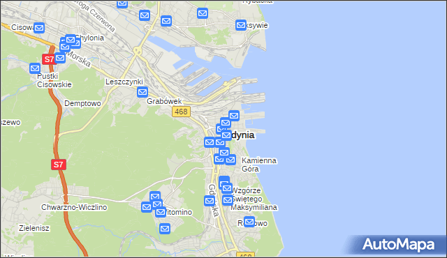 mapa Gdyni, Gdynia na mapie Targeo