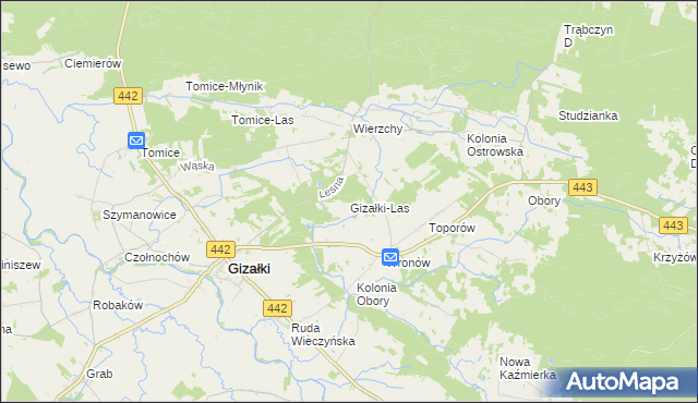mapa Gizałki-Las, Gizałki-Las na mapie Targeo