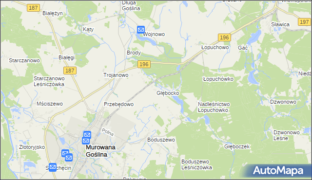 mapa Głębocko gmina Murowana Goślina, Głębocko gmina Murowana Goślina na mapie Targeo