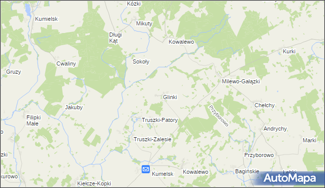 mapa Glinki gmina Kolno, Glinki gmina Kolno na mapie Targeo