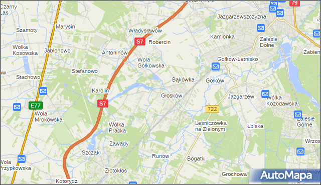 mapa Głosków gmina Piaseczno, Głosków gmina Piaseczno na mapie Targeo