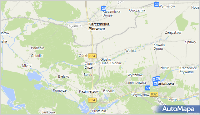 mapa Głusko Duże-Kolonia, Głusko Duże-Kolonia na mapie Targeo