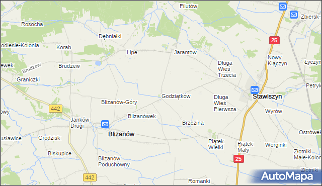 mapa Godziątków, Godziątków na mapie Targeo