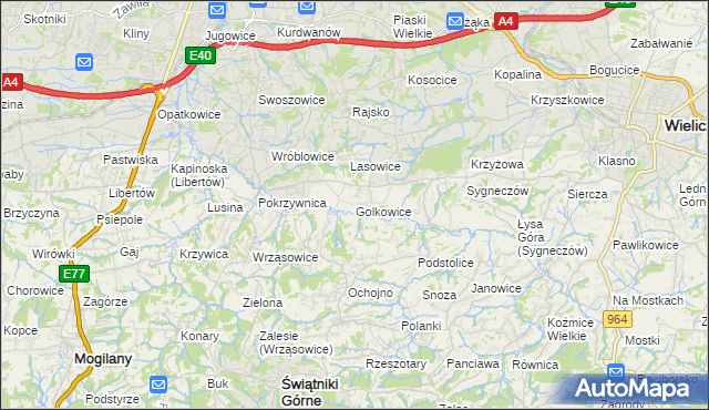 mapa Golkowice, Golkowice na mapie Targeo