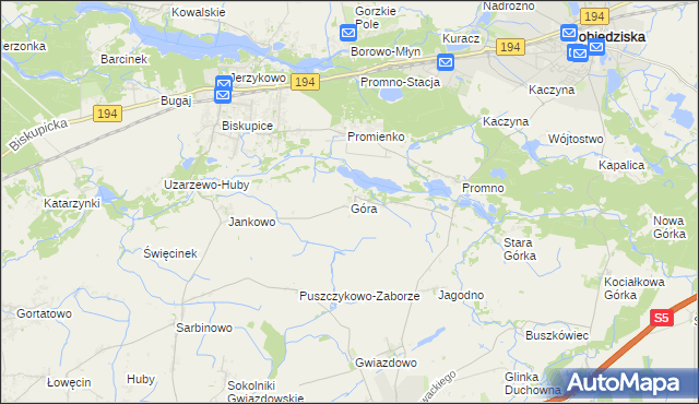 mapa Góra gmina Pobiedziska, Góra gmina Pobiedziska na mapie Targeo