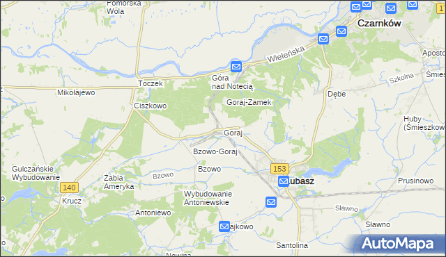 mapa Goraj gmina Lubasz, Goraj gmina Lubasz na mapie Targeo