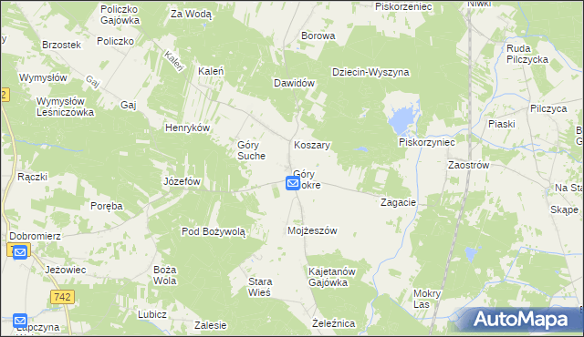 mapa Góry Mokre, Góry Mokre na mapie Targeo