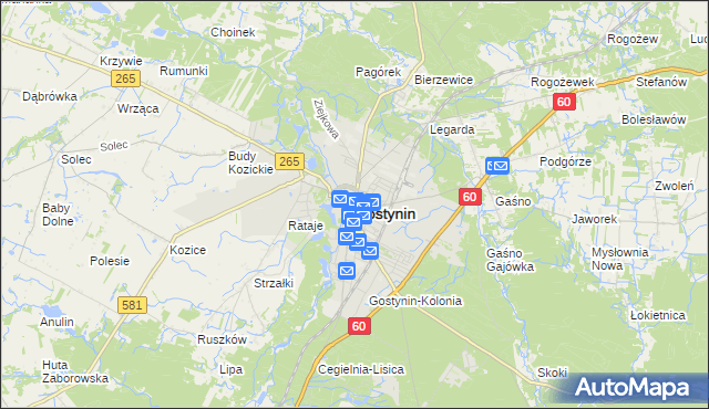 mapa Gostynin, Gostynin na mapie Targeo