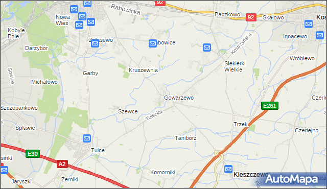 mapa Gowarzewo, Gowarzewo na mapie Targeo