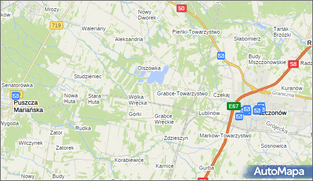 mapa Grabce-Towarzystwo, Grabce-Towarzystwo na mapie Targeo
