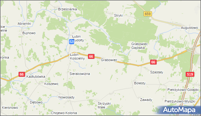mapa Grabowiec gmina Bielsk Podlaski, Grabowiec gmina Bielsk Podlaski na mapie Targeo