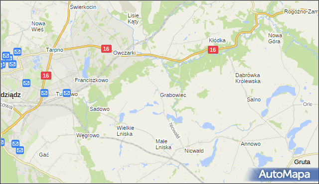 mapa Grabowiec gmina Grudziądz, Grabowiec gmina Grudziądz na mapie Targeo