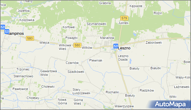 mapa Grądki gmina Leszno, Grądki gmina Leszno na mapie Targeo