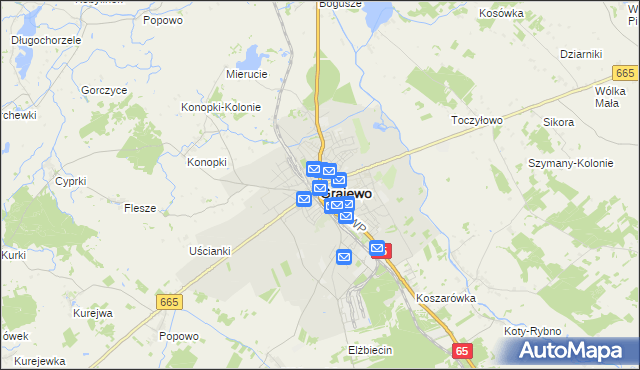 mapa Grajewo, Grajewo na mapie Targeo