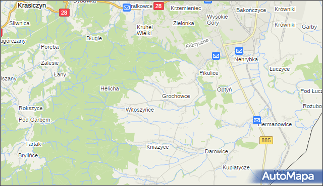 mapa Grochowce, Grochowce na mapie Targeo