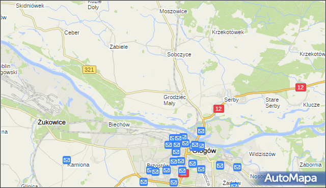 mapa Grodziec Mały, Grodziec Mały na mapie Targeo