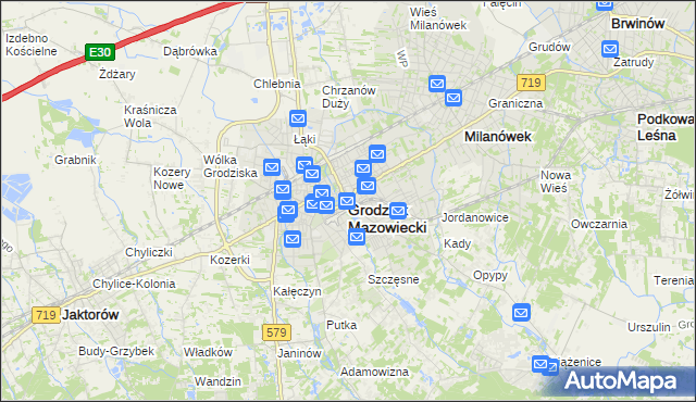 mapa Grodzisk Mazowiecki, Grodzisk Mazowiecki na mapie Targeo
