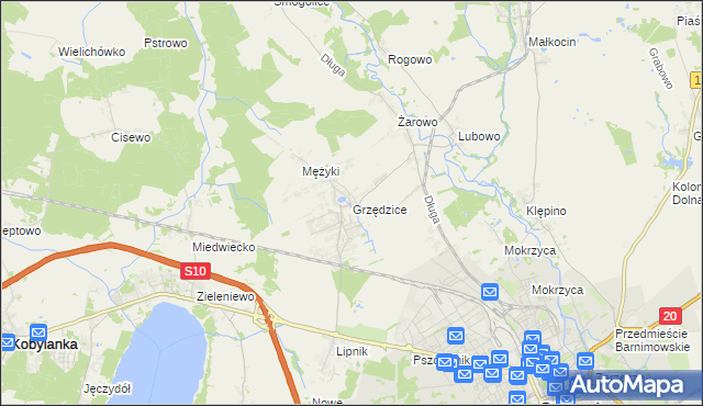 mapa Grzędzice, Grzędzice na mapie Targeo
