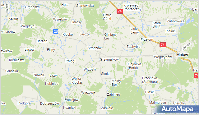 mapa Grzymałków, Grzymałków na mapie Targeo