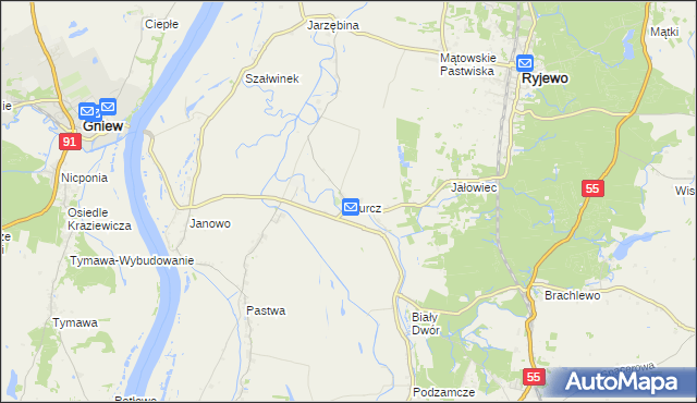 mapa Gurcz, Gurcz na mapie Targeo