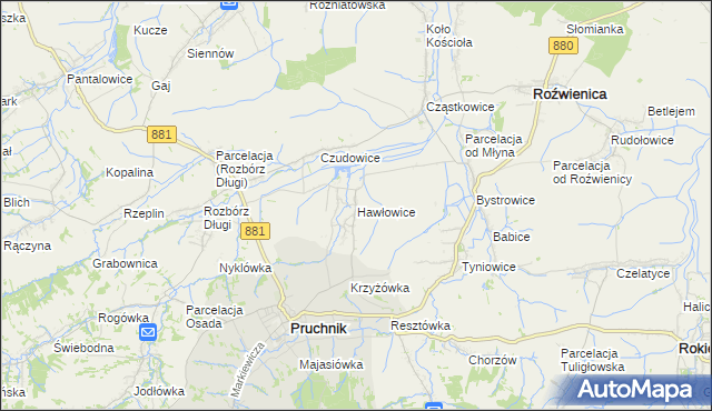 mapa Hawłowice, Hawłowice na mapie Targeo